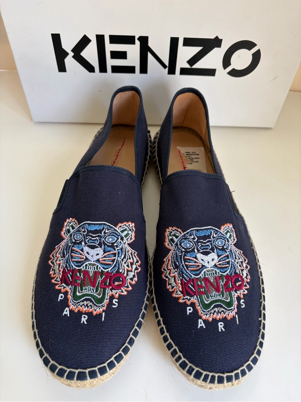 Kenzo Navy Embroidered Tiger Slip-On Espadrilles